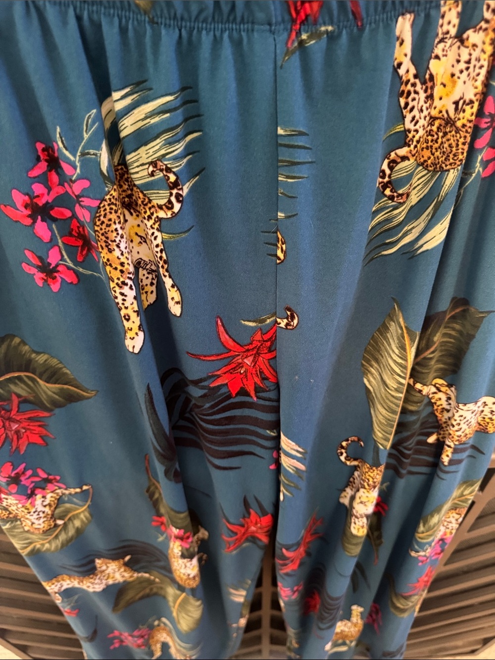 Teal Leopard-Print Short Sleep Shirt with Pink Piping - Picture 9 of 12